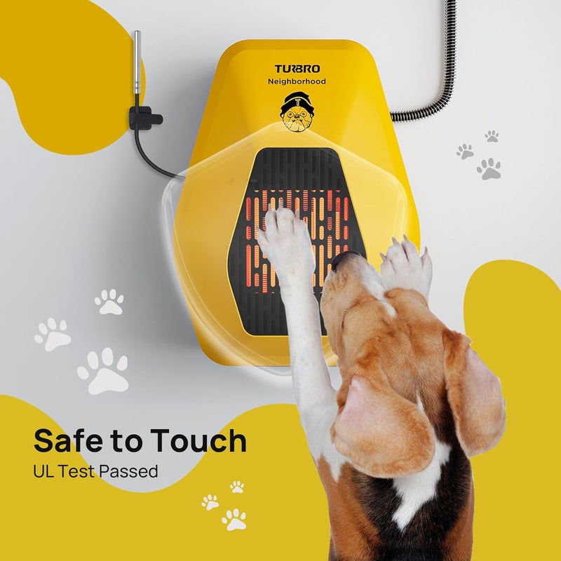 TURBRO Neighborhood WiFi Dog House Heater 800W, Wall Mount, 10ft Anti Bite Cord, Waterproof Control, Overheat Protection, Electric Warmer for Hound Kennel Cat Cage Chicken Coop, UL Test Passed - Image 4